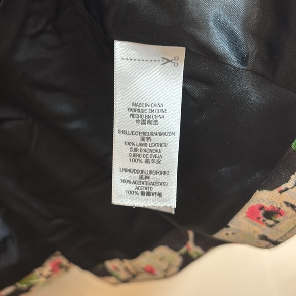 JUICE COUTURE Sz XS Lambskin Peplum Hem Floral Moto Style Jacket Mao Neckline - Picture 11 of 11